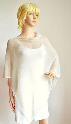 Elegant White Poncho For Winter, Elegant White Winter Poncho, White Hand Knitted Shawl For Winter, White Hand-knitted Winter Shawl, White Hand Knitted Winter Shawl, White Crochet One-size Shawl, White One Size Shawl Poncho, Hand Knitted White Poncho For Winter, White Knitted One-size Poncho