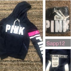 % Authentic Rare/Htf Brand Nwot/Without Clear Packaging Bag Pink Vs Blue Sweatshirt Zip Up Hoodie Jacket With Pink White Logo On The Chest & On One Sleeve , Size: Large, Never Worn , Smoke Free And Pet Free Home Sporty Pink Tops With Pockets, Sporty Pink Top With Pockets, Sporty Pink Sweatshirt With Pockets, Pink Sportswear Hoodie With Pockets, Clear Packaging, Packaging Bag, Pink Vs, Blue Sweatshirt, Zip Up Hoodie