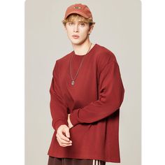 Unisex Red Long Sleeved Pullover T-Shirt  Material: Cotton  Style: Pullover Size: S, M, L, XL Color: Red, Dark Green White Graphic Tee, Retro Graphic Tees, Oversized Graphic Tee, Black Graphic Tees, Beige Style, Graphic Tees Vintage, Red Dark, Retro Color, Vintage Summer