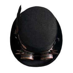 Enhance your look with this versatile unisex top hat. It's an impressive choice that can truly transform your appearance. Designed to impress both men and women, it comes with goggles. Crafted from high-quality synthetic leather, you'll love its style and comfort. Buy now! Black Steampunk Top Hat For Alternative Fashion, Steampunk High Crown Costume Accessories For Cosplay, Black Punk Top Hat For Costume Party, Punk Style Adjustable Costume Accessories For Cosplay, Punk Style High Crown Hat For Cosplay, Steampunk High Crown Top Hat For Cosplay, Black Punk Style Top Hat For Costume Party, Black Punk Hat For Cosplay, Punk Black Top Hat For Costume