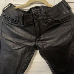 Good Condition. Never Worn. Small Area Behind Right Knee Peeling. Small Cut Left Thigh. As Pictured. Fitted Biker Bottoms For Party, Baddie Wishlist, Boots Over Jeans, Affliction Jeans, Black Clothes, Indie Sleaze, Trendy Fits, Trendy Hoodies, Digital Closet