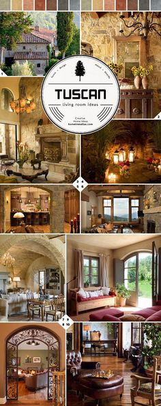 a collage of photos showing different rooms and furnishings