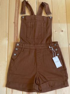 Judy Blue High Waist Garment Dyed Brown Destroy Cuffed Overall Denim Short 150241-Shorts-Sunshine and Wine Boutique Wine Boutique, Double Cuff, Denim Short, Spring Wardrobe, Blue Shorts, Overall Shorts, Denim Shorts, Overalls, High Waist