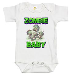 Rapunzie's unique and playful "Zombie Baby" baby onesie, designed to add a touch of spookiness and fun to your little one's wardrobe. Made from 100% cotton, this onesie ensures optimal comfort and softness for your baby's delicate skin. Featuring a captivating graphic of cartoon baby zombies, this onesie embraces the world of imagination and fantasy. The adorable yet spooky design showcases cute zombie babies with their signature undead characteristics. It's a fun twist on the conventional baby Zombie Baby, Baby Zombie, Cute Zombie, Baby Bats, World Of Imagination, Spooky Designs, Baby Cartoon, Baby Grows, Baby Baby