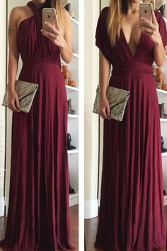 As Seen On Anna of @heyitsannabanana! Lulus Exclusive! Versatility at its finest, the Tricks of the Trade Burgundy Maxi Dress knows a trick or two... or four! Two, 74" long lengths of fabric sprout from an elastic waistband and wrap into a multitude of bodice styles including halter, one-shoulder, cross-front, strapless, and more. Stretchy, jersey knit hugs your curves as you discover new ways to play with this fascinating frock. Full, maxi-length skirt has a raw hemline. Want Styling Tips? <... Burgundy Maxi Dress, Perfect Bridesmaid Dress, Convertible Dress, Infinity Dress, Maxi Gowns, Wedding Bridesmaid Dresses, Wedding Bridesmaids, Red Dress