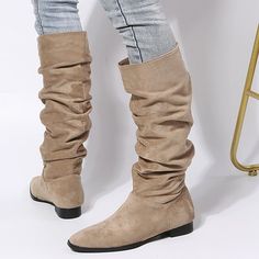 Category:Boots; Upper Materials:Synthetics; Season:Fall,Winter; Heel Type:Chunky Heel; Gender:Women's; Toe Shape:Round Toe; Type:Knee High Boots; Style:Casual,Minimalism; Heel Height(inch):2-3; Outsole Materials:Rubber; Occasion:Daily; Closure Type:Loafer; Pattern:Solid Colored; Listing Date:08/30/2022; Production mode:Self-produce; 2024 Trends:Suede Shoes,Slouchy Boots,Plus Size; Foot Length:; Foot Width:; Size chart date source:Provided by Supplier.; US Size:null; UK Size:14.5; EU Size:50 Wide Calf Knee High Boots, Knee High Boots Winter, Autumn Boots, Boots 2023, Chunky Heels Casual, Womens Suede Boots, Slouchy Boots, Summer Fashions, Slouched Boots