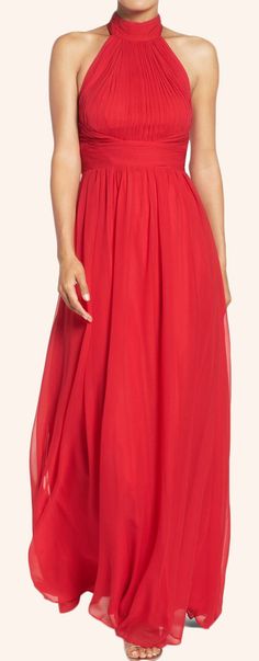 Halter High Neck Chiffon Long Prom Dress Red Formal Gown #dress #gown #macloth #prom2017 #promdress #promgown #formaldress #wedding #formalgown #eveningdress #eveninggown Red Formal Gown, Maxi Dress Dark, Prom Dress Red, Red Prom Dress Long, Halter Bridesmaid Dress, Rachel Pally, Formal Gown, Pink Blush Maternity, Burgundy Dress