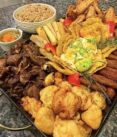 a tray filled with different types of food