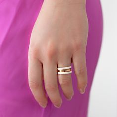 Our white Enamel Ring is the perfect addition to your stack. Simple, clean pretty white enamel band ring. *GOLD VERMEIL* Won't tarnish! Nickel and Lead free - NO allergic reactions! Ring sizes 5 through 9 available. Rings sold as individuals if you would like multiple please select from drop down menu. * S I Z E: - 3mm WIDE, 1mm THICK. * ＤＥＴＡＩＬＳ: - 925 Sterling Silver base plated with THICK 18k gold. - Ships next business day - Made in Oakville, ON. * C A R E: - remove when swimming, showering o Stacking Rings Gold, Gold Ring Stacking, Enamel Rings, Delicate Gold Ring, Dainty Gold Rings, Gold Flats, Knuckle Rings, Gold Filled Ring, Gold Ring Stack