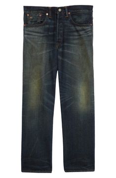 Whiskered, faded and perfectly grungy, these jeans cut from Japanese denim sport an old-school fit that's relaxed in the hips and stays straight down the legs. 17 1/2" leg opening; 12" front rise; 16" back rise (size 32x32) Button fly Five-pocket style 100% cotton Machine wash, tumble dry Made in the USA of imported fabric New Concepts @Nordstrom Rugged Straight Leg Pre-washed Jeans, Faded Selvedge Jeans For Streetwear, Rugged Relaxed Fit Faded Jeans, Classic Distressed Faded Jeans, Classic Faded Distressed Jeans, Rugged Faded Rigid Denim Jeans, Faded Selvedge Rigid Denim Jeans, Double Rl, School Fit