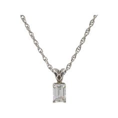 14 Karat White Gold 0.64 Carat Emerald Cut Natural Diamond Drop Pendant Necklace GIA report number: 6234277618 Metal: 14k white gold Weight: 2.01 grams Diamond: 0.64 carat emerald cut G SI1 natural diamond  Chain length: 18 inch Drop: 10.5 x 4mm Classic Platinum Solitaire Necklace With 17 Jewels, Classic Solitaire Necklace With 17 Jewels In Platinum, White Emerald Cut Diamond Necklace For Formal Occasion, Formal Platinum Necklace With Emerald Cut, Classic White Diamond Necklace With Polished Finish, Gia Certified Classic Formal Diamond Necklace, Emerald Cut Platinum Necklace For Anniversary, White Gold Emerald Cut Necklace For Formal Occasions, Gia Certified White Gold Diamond Necklace For Formal Occasions