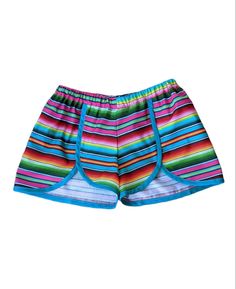 "Women Coachella Serape Shorts - Serape Mexican Shorts - Coachella Summer Shorts - Fiesta Mexican Shorts- Women Coachella Shorts. These are just fun shorts for any birthday, parties or just any fun Fiesta Occasion. NOTE: THESE ARE NOT SERAPE MATERIAL NOR HEAVY/THICK MATERIAL *Have Something else in mind Message me and we will create your idea *All Handmade Items are made from a NON-Smoking Place *Please allow 3-5 Business days to create (in most cases it ships sooner) *Please NOTE each item is h Multicolor Stretch Shorts With Built-in Shorts, Multicolor Athletic Shorts With Built-in Shorts For Spring, Multicolor Fitted Short Swim Trunks, Fitted Multicolor Swim Trunks, Striped Stretch High-waisted Shorts, Summer Stretch Short Pants, Striped Bottoms With Pockets For Beach Season, Stretch Vacation Bottoms With Short Legs, Stretch Bottoms With Short Leg For Vacation