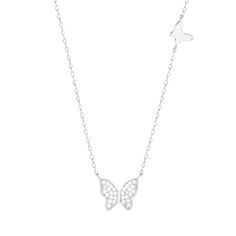 Adorn yourself with this elegant Sterling Silver Double CZ Butterfly Necklace. It features two delicate butterflies and sparkling cubic zirconia stones on a 16 inch plus 2 inch extender rolo chain. This simple yet eye-catching necklace adds an extra sparkle to any look. Disney Baby Clothes, Butterfly Necklace, Rolo Chain, Baby Disney, Butterflies, Cubic Zirconia, Baby Clothes, Sparkle, Sterling Silver