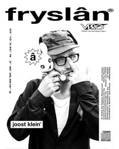 the cover of fryslan magazine featuring a man with glasses and a hat on