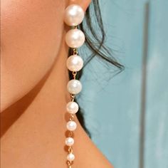 1pair Faux Pearl Decor Long Drop Earrings Tina Dutta Bigg Boss, Tina Dutta, Long Pearl Earrings, Pear Earrings, White Pearl Earrings, Formal Jewelry, White Pearl Earring, Pearl Decor, Faux Pearl Earrings