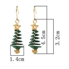 Item Type: Earrings Gender: Women Material: Zinc Alloy Style: Christmas Size: 1.4 x 4.5 cm / 0.55 x 1.77 inch Package Includes: 1 x Pair Spiral Christmas Tree, Afternoon Crafts, Tree Star, X Ring, Christmas Tree Star, Candle Canvas, Diy Tree, Christmas Tree Earrings, Star Diy