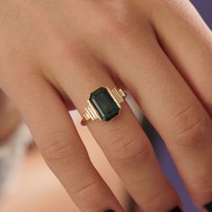 Sapphire Diamond Engagement Ring, Diamond Sapphire Engagement Ring, Sapphire Diamond Engagement, Cute Engagement Rings, Future Engagement Rings, Minimalist Engagement Ring, Teal Sapphire, Dream Engagement Rings, Deco Engagement Ring