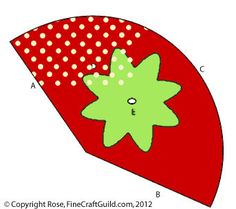 an image of a red and green object with polka dots on it's side