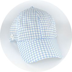 Gingham Print Everyday Hats With Uv Protection, Uv Protection Hats One Size Fits Most For Everyday, Uv Protection Hat For Everyday, One Size, Uv Protection Hat For Everyday, Blue Short Brim Baseball Cap For Spring, Blue Short Brim Snapback Hat For Spring, Casual Light Blue Sun Hat With Curved Brim, Light Blue Baseball Cap For Spring, Light Blue Spring Baseball Cap