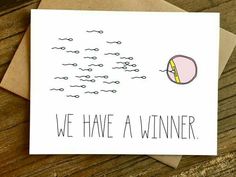 a card with the words we have a winner written in black ink on top of it