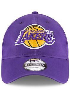 This Los Angeles Lakers Purple Adjustable Hat features a team logo embroidered on the front. Team logo embroidered on the front, Cloth Strap Closure to dial in the perfect fit, Relaxed, unstructured fit, Pre-curved bill, 100% cotton construction, New Era Flag logo on side, Dad hat, 100% Cotton, Washable, Imported Cheap Purple Baseball Cap, Curved Bill Hat With Embroidered Logo For Fan Merchandise, Curved Bill Hat With Embroidered Logo For Fans, Team-colored Cotton Hat With Embroidered Logo, Adjustable Sports Hats With Embroidered Logo, Team-colored Sports Hat With Logo Patch, Cotton Hat With Team Logo For Sports Events, Sports Cotton Hat With Logo, Cotton Sports Hat With Team Logo