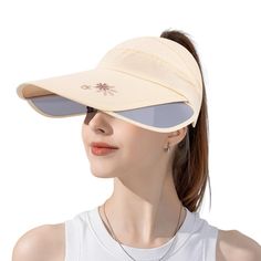 PRICES MAY VARY. Sun Hat With Wide Brim: This sun visor is designed with a retractable and elongated sun visor brim, protect your face from strong UV in the summer. You can adjustable the brim by your personal preference to wear it as a wide brim visor hat or a casual cap. Breathable Open Hat Top: The Empty Top design helps for heat dissipation and friendly for people with long hat, keep you cool in hot summer days. The detachable chain strap helps to keep the hat stay in your head in windy day. Adjustable Visor With Uva Protection, White Outdoor Visor With Upf 50+, White Visor With Upf 50+ For Outdoor, Adjustable Upf 50+ Curved Visor, Adjustable Uva Protection Visor, Adjustable Sun Hat With Uv Protection And Curved Visor, Adjustable Spring Visor For Outdoor Activities, Adjustable Visor For Spring Outdoor Activities, Adjustable Fit Visor With Uv Protection For Summer