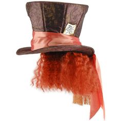 a hat with red hair on top of it