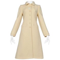 Vintage Courreges Peach Wool Squiggle Coat For Sale at 1stDibs Andre Courreges, Peach Cream, White Coat, Welt Pockets, Winter Coat, High Fashion, Vintage Ladies, Shirt Dress, Vintage Fashion