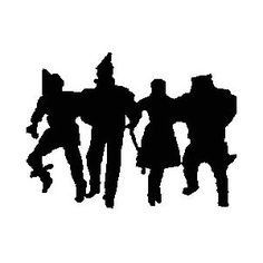 the silhouettes of three people dressed in costumes