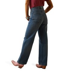 Coffee shop to cocktails, this 100% cotton, non-stretch, ultra high-rise silhouette goes with everything from heels to dress boots. The fit is designed to be looser in the legs, with enough lift through your hips and booty to flatter your shape wherever you go.\n\t\tUltra High Rise Tomboy Wide Jean | Women's Ultra High Rise Tomboy Wide Jeans in Moana Cotton, Size: 27 Regular by Ariat High Rise Cotton Flare Jeans With Relaxed Fit, High Rise Relaxed Fit Flare Cotton Jeans, Everyday Medium Wash Full-length Flare Jeans, Everyday Medium Wash Full Length Flare Jeans, High Waist Dark Wash Flare Jeans For Everyday, Medium Wash High Rise Relaxed Fit Flare Jeans, Mid-rise Cotton Flare Jeans For Elevated Casual Wear, Cotton Mid-rise Flare Jeans For Elevated Casual, Relaxed Fit High Waist Flare Jeans For Everyday