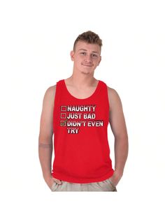 Christmas List Naughty Bad Didn't Try Tank Top T Shirts Men Women Red Casual  Sleeveless Fabric Christmas,Letter,Slogan  Medium Stretch Spring/Summer/Fall Men Clothing, size features are:Bust: ,Length: ,Sleeve Length: Red Sleeveless Christmas Top, Red Sleeveless Top For Christmas, Sleeveless Red Top For Christmas, Christmas Letter, T Shirts Men, Christmas Lettering, Men Clothing, Christmas List, Autumn Summer