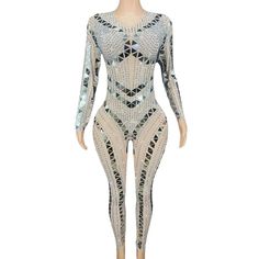 Elevate your stage presence with our exquisite Handmade Sparkly Rhinestones Sequins Jumpsuit! This captivating garment is the perfect choice for women looking to make a glamorous statement at any special occasion. from celebrating birthdays to lighting up the dance floor.Crafted with a blend of high-quality Polyester and Spandex. this jumpsuit ensures both comfort and flexibility. allowing you to move with grace and confidence. Its intricate design is an ode to Folk Dance. showcasing the fusion Glamorous Evening Bodysuit, Glamorous Stretch Sequin Jumpsuits And Rompers, Glamorous Bodysuit For Evening Party Season, Elegant Party Bodysuit For Party Season, Embellished Jumpsuits And Rompers For Party Season, Glamorous Long Sleeve Sequined Bodysuit, Glamorous Stretch Jumpsuits And Rompers For Party, Glamorous Embellished Bodysuit For Evening, Glamorous Embellished Evening Bodysuit