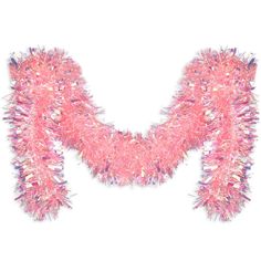 the letter m is made up of pink feathers