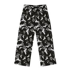 Goth Bats Women's Pajama Pants | Vampire Bat Lounge Pants | Floral Pj Bottoms | Gothic Bats Pajama Pants | Horror Aesthetic These pajama pants are made with 100% brushed polyester that feels extra cozy to slip into. The soft and stretchy fabric makes it perfect for sleeping or lounging around home drinking your favorite cozy beverage. Details: 100% polyester jersey knit fabric, along with the relaxed fit, makes for the ultimate comfort choice while kicking back at home. Meanwhile, the back elast Casual Wide Leg Bottoms For Halloween, Edgy Wide Leg Pants For Halloween, Edgy Wide-leg Bottoms For Halloween, Wide Leg Black Pants For Halloween, High Waist Bottoms For Halloween Streetwear, Black Halloween Loungewear Pants, Black Pants For Summer Pajama Party, Casual Halloween Pajama Party Bottoms, Casual Bottoms For Halloween Pajama Party