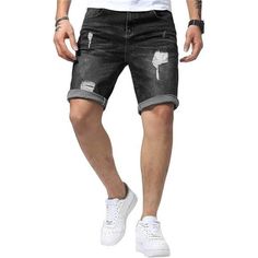 70% Cotton, 29% Polyamide, 1% Elastane Imported Zipper Closure Machine Wash Jmierr Denim Shorts Made By Super Stretchy Durable Denim Fabric, Can Be Stretch More Than 3 Inches, Very Comfortable To Wear. Novelty Slim Fit Ripped Jean Shorts, Fashion Ripped Short Jeans For Men. These Shorts Are A Denim Classic That's Necessary For Every Man's Summer Wardrobe. Made In A Classic 5-Pocket Blue Jean Style, These Men's Shorts Are Equipped With Storage: (2) Front Scoop Pockets, (1) Small Coin Pocket And ( Casual Ripped Cotton Jean Shorts, Casual Ripped Cotton Bottoms, Casual Distressed Cotton Shorts, Casual Distressed Shorts, Summer Distressed Medium Wash Jeans, Casual Distressed Cutoff Jean Shorts, Casual Ripped Short Jeans, Casual Distressed Jean Shorts With Relaxed Fit, Casual Distressed Jean Shorts