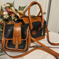 Authentic. Vintage Gorgeous Dooney And Bourke Set In Excellent Condition Dooney And Bourke Handbags, Doctor Bag, Dooney And Bourke, Dooney & Bourke Bags, Dooney & Bourke, Dooney Bourke, Crossbody Bags, Black And Brown, Bag Lady