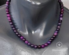 "Natural Purple Striped Agate Necklace Spiritual Crystal Gemstone Strong Clasp Necklace Meditation Necklace Christmas Gift  Free fast shipping 3-5 business days delivered to the purchaser all necklaces  -ALL THE PRODUCTS AT ELISAJEWELRYART ARE HANDMADE AND MADE WITH NATURAL BEADS. -WHAT DOES THE PURPLE AGATE STAND FOR    The main Purple Agate meaning is all about harmony, balance, self-confidence and protection. It's been called \"Stone Of Science\" and \"Sacred Stone Of The Astral\" for its var Single Strand Agate Jewelry Gift, Agate Beaded Necklaces For Gifts, Agate Beaded Necklaces As Gift, Round Agate Beaded Necklaces For Gifts, Round Agate Beaded Necklaces As Gifts, Round Agate Beaded Necklace For Gift, Single Strand Agate Round Necklace, Single Strand Round Agate Necklace, Round Polished Beads Gemstones For Gifts