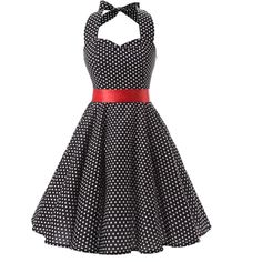 Brand New Women's 1950s Vintage Cocktail Dress Polkadots Halter Retro Vintage Rockabilly Swing Dress Elastic At The Back Comfortable And Beautiful High Waist Swing A-Line Dress Hidden Side Zipper 95% Cotton + 5% Spandex Matched A Underskirt Or Petticoat Will Be More Pretty Measures In Inches You Have Any Questions Let Me Know....Offers Are Accepted And Bundle Are Accepted To Reduce Shipping Cost Size Small Bust 29/34 Waist 28/30 Length 41 Dresses From The 1950s, 1950s Halter Dress, 1950s Dance Dress, Vintage Fitted Mini Dress, Greaser Style, Vintage Cocktail Dress, 1950 Fashion, Cocktail Dress Vintage, Dress Halter