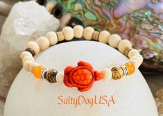 Woman's SEA TURTLE Bead BRACELET Beachy Ocean Turtle Bracelet Save the Turtles Bracelet, Ocean Jewelry Beach Lover Birthday Gift for mom Adjustable Spiritual Stretch Bracelet For Beach, Spiritual Wooden Beads Bracelets For Beach, Casual Friendship Bracelets With 8mm Beads For Beach, Orange Wooden Beads Bracelet For Gift, Orange Wooden Beads Bracelet As Gift, Orange Wooden Beaded Bracelets As Gift, Adjustable Wooden Beads Stretch Bracelet Gift, Gift Orange Wooden Beaded Bracelets, Adjustable Stretch Bracelet With 8mm Beads For Beach