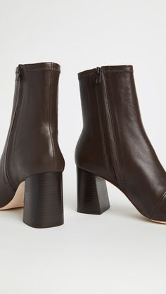 Find LOEFFLER RANDALL Elise Slim Ankle Booties on Editorialist. Leather: Lambskin. Stretch leather. Chunky block heel. Boots. Zip at side. Round toe. Rubber heel patch at leather sole. Imported, Brazil. This item cannot be gift-boxed. Measurements: Heel: 3in / 75mm Dirty Boots, Block Heel Boots, Chunky Block Heels, Loeffler Randall, Perfect Shoes, Heel Boots, Rubber Heels, The Chic, Ankle Booties