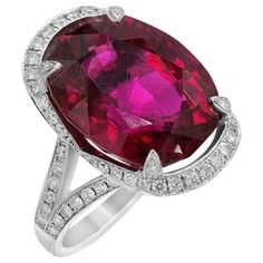 GOLD 18K Diamond 82-RND-0,99-F/SI1A Diamond 12-RND-0,05-F/SI1A Garnet Rhodolite 1-7,95ct Rubellite Ring, Stunning Aesthetic, Garnet And Diamond Ring, Burmese Ruby, Piercing Septum, Jewelry Magazine, Red Ring, Rubellite Tourmaline, Platinum Diamond Rings