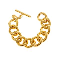 Add a touch of luxury to your everyday look with the Quinn Bracelet from the Classic Gold Collection. This exquisite piece is handmade in New York City from 24K gold electroplated metal and features a toggle closure for easy wear. This 7.5" long bracelet is perfect for any outfit. Whether dressing up for a special occasion or simply accenting your everyday style, the Quinn Bracelet adds a touch of elegance and refinement. Please allow 7-14 business days for production before the ship date. Chunky Chain Bracelet, Beachy Earrings, Long Bracelet, Hair Accessories Pins, Lori Harvey, Brooke Shields, Classic Gold, Gold Collection, Hair Ornaments