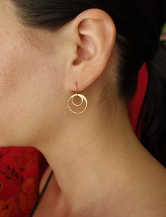 Circles Drop Earrings in Gold Vermeil and Gold by Popsicledrum Gold Double Earrings, Silver Gold Earrings, 20th Birthday Gift, Rose Gold Circle, Double Earrings, Gold Earrings Wedding, Hoop Earrings Silver, Mixed Metal Earrings, Silver Wedding Jewelry