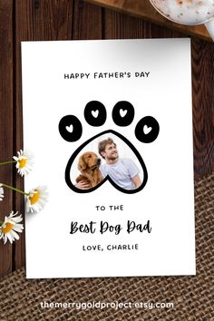 a father's day card with an image of a dog and his paw on it