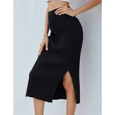 Black Solid Side Split Pencil Skirt Chic Non-stretch Knee-length Skirt, Chic Non-stretch Black Mini Skirt, Chic Black Non-stretch Mini Skirt, Chic Non-stretch Pencil Skirt, Non-stretch Black Pencil Skirt For Summer, Black Non-stretch Summer Pencil Skirt, Chic Non-stretch Lined Pencil Skirt, Chic Non-stretch Black Pencil Skirt, Chic Black Non-stretch Pencil Skirt