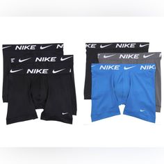 Brand New With Tags In Sealed Oem Packaging Nike Dri-Fit Essential Micro Men's Boxer Briefs Two 3-Pack's (6 Pairs) Black/ Black Black/ Gray/ Blue Men's Size Large & X-Large Left! ***Sold Out Medium*** Benefits Nike Dri-Fit Technology Moves Sweat Away From Your Skin For Quicker Evaporation, Helping You Stay Dry And Comfortable. Stretch Fabric Lets You Move Freely. Wide Hems Help Keep Underwear In Place. Flat Seams Feel Smooth Against Your Skin. Product Details 92% Polyester/8% Spandex Machine Was Nike Fitted Sporty Boxer Briefs, Sporty Workout Bottoms Multi-pack, Sports Multi-pack Boxer Briefs, Nike Casual Boxer Briefs For Gym, Nike Sporty Boxer Briefs For Gym, Nike Casual Sports Boxer Briefs, Sporty Multi-pack Training Bottoms, Sporty Multi-pack Gym Bottoms, Casual Nike Sports Boxer Briefs