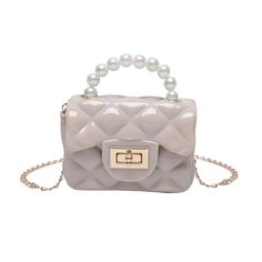 Pearl Hand One-shoulder Crossbody Chain Children's Bags-Aria Doejay Trendy Plastic Satchel Shoulder Bag, Trendy Plastic Satchel Bag, White Plastic School Bags, Rectangular Plastic Shoulder Bag For School, School Bags With Adjustable Strap And Plastic Material, School Bags With Adjustable Strap In Plastic, Rectangular Plastic School Shoulder Bag, Rectangular Plastic Bag With Adjustable Strap, Trendy Plastic Bag As Gift