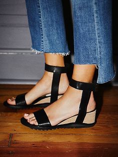 Leather wedge sandals featuring an ultra-modern silhouette. Hello Lover, Awesome Shoes, Heels Platform, Free People Clothing, Summer Bag, Unique Shoes, Leather Wedge Sandals, Heels & Wedges, Style Crush