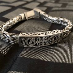 Brand New Men’s Bracelet. Pure, Solid, 925 Silver (Not Plated). A Beautiful Piece To Pass On For Generations! 9” In Length And Lots Of Detail. S Bracelet, Mens Bracelet Silver, Men Jewelry, Mens Accessories Jewelry, Silver Man, Pure Silver, Mens Bracelet, 925 Silver, Mens Jewelry