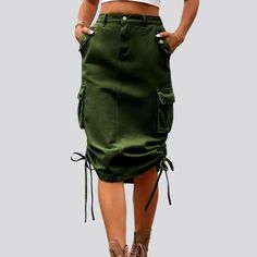 Introducing our high-rise cargo jeans skirt for ladies, straight from the 2024 Spring Collection – the ultimate fashion statement for the fashion woman!Distinctive Features Fashion Forward: Our cargo jeans skirt embodies the latest trends in fashion, guaranteeing you a stylish and chic look. Long and Flowy: Designed with a flattering length, our skirt will elongate your body and give you a sophisticated fit. Eye-catching Color: Available in a range of bold and vibrant colors, our skirt will make you stand out from the crowd. High-Rise Design: With a high-waisted fit, our skirt will cinch your rise and accentuate your curves, giving you a flattering and feminine look. Cargo Pockets: Our skirt features functional cargo pockets, adding a touch of utility and practicality to your outfit. Adjus Fitted Denim Skirt With Pockets For Streetwear, Trendy Mid-rise Skirt With Pockets, Mid-rise Cotton Cargo Skirt With Pockets, Casual Fitted Denim Skirt With Cargo Pockets, Trendy High-waist Cargo Skirt, Trendy High Waist Denim Skirt With Side Pockets, Trendy High-waisted Denim Skirt With Side Pockets, Mid-rise Fall Skirt With Pockets, Trendy High Waist Skirt With Multiple Pockets